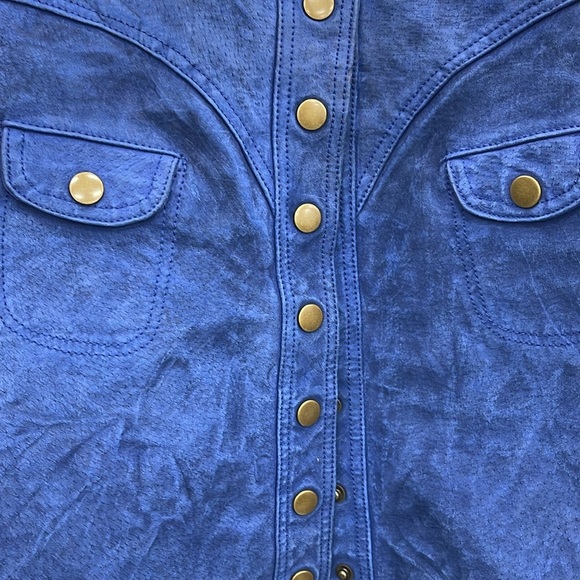 Anthropologie Vintage Suede 70’s Inspired Button-Front Skirt Cobalt - Picture 12 of 12